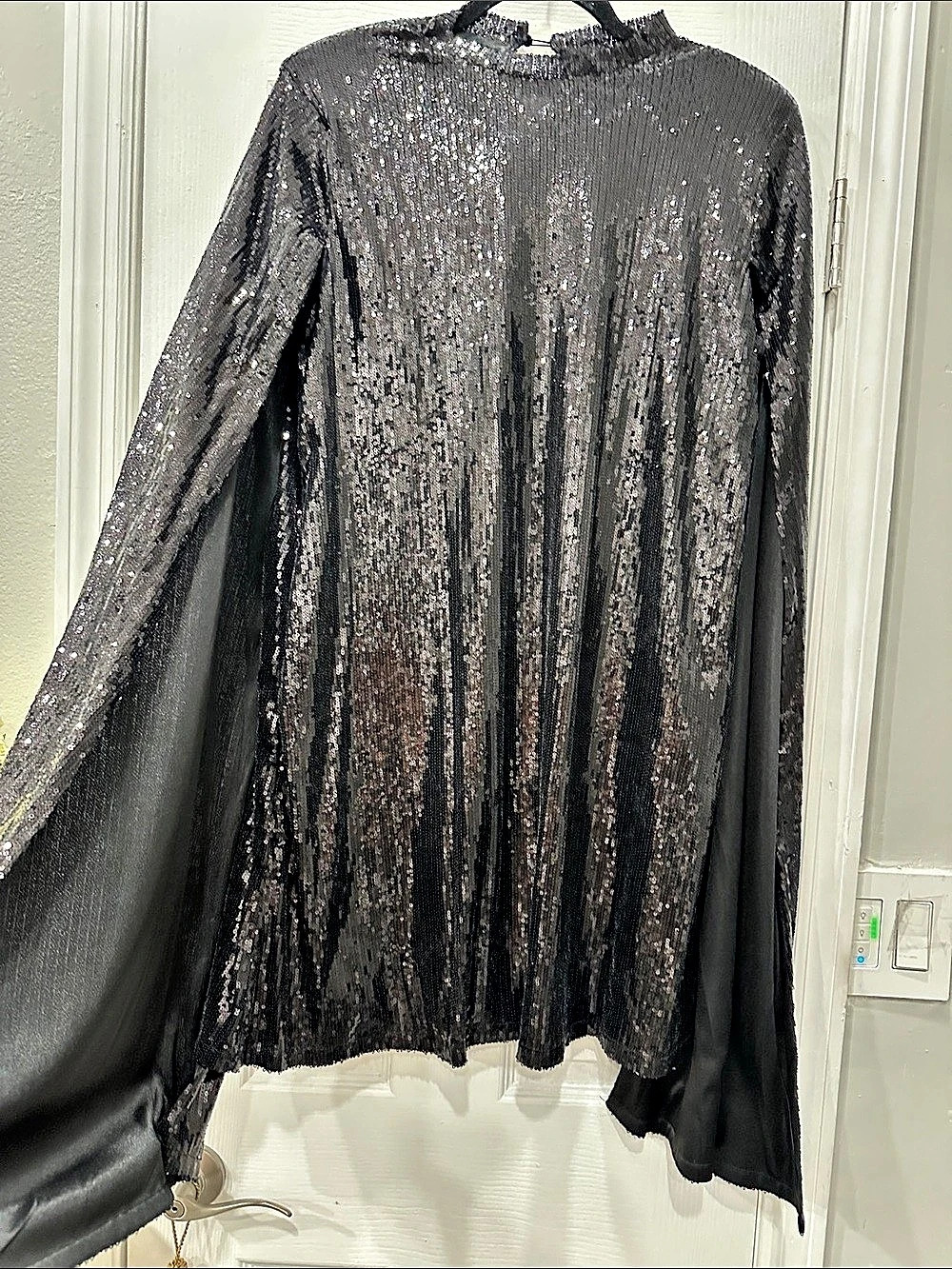 Sequin midi cape Dress in Black Like New